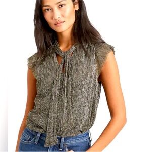 Banana Republic Shimmering Tie-Neck Blouse with flutter sleeves size Medium